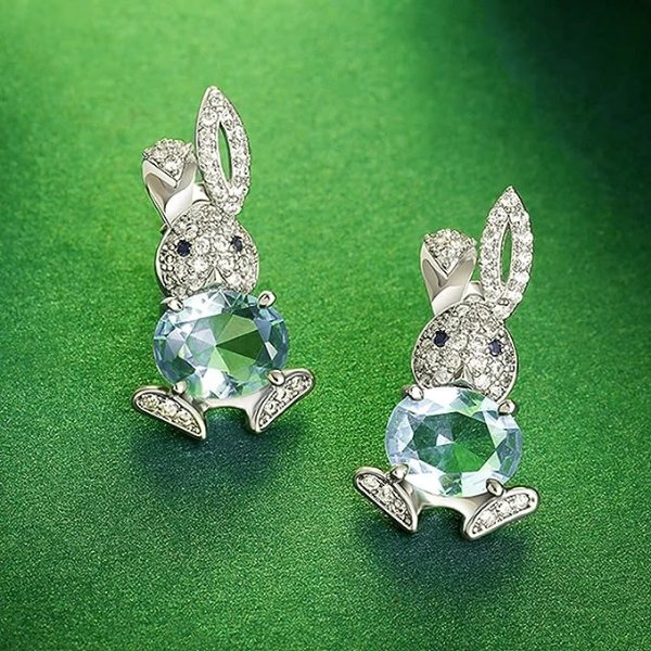 水晶兔兔耳钉