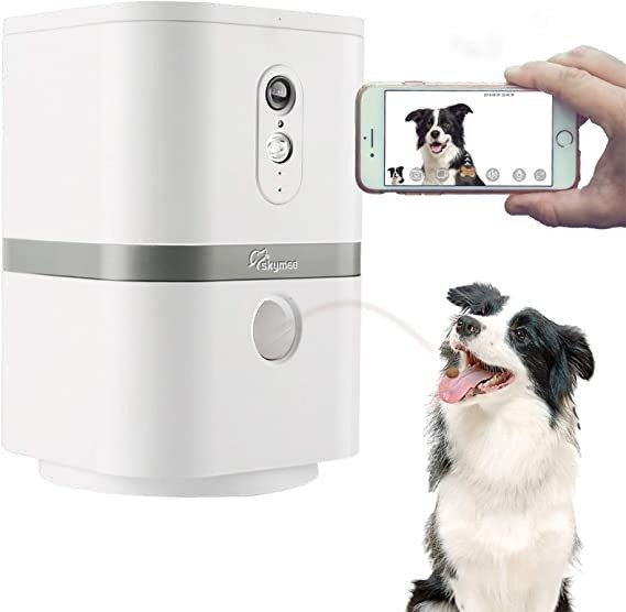 Dog Camera Automatic Treat Dispenser, WiFi HD Full Pet Camera with Pan Zoom and Night Vision for Dogs and Cats,Compatible with Alexa(Petalk Ai II)
