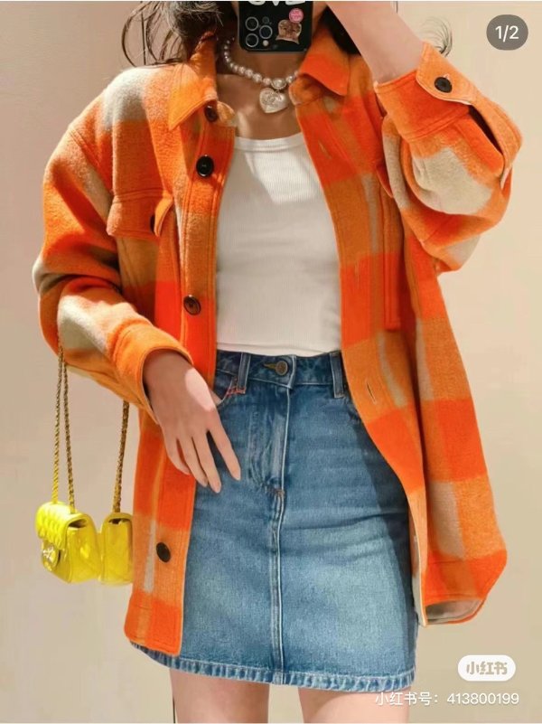 橘色 格纹夹克
