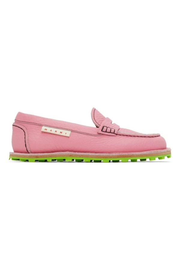 粉色徽标乐福鞋