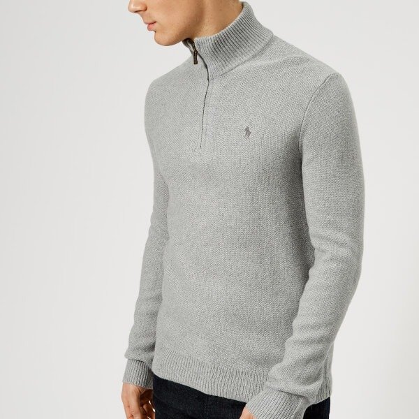 Men's Half Zip Knit Jumper - Andover Grey Heather