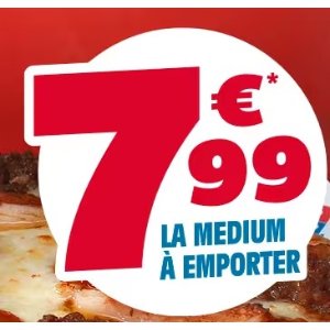 中号披萨一律€7.99带走！