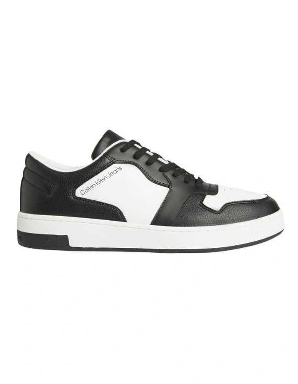 Cupsole Black Faux Leather Basket Sneaker