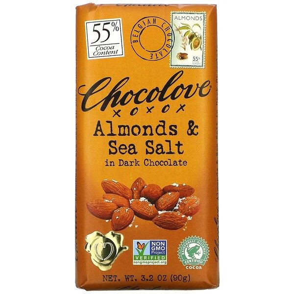 杏仁和海盐黑巧克力，55%可可