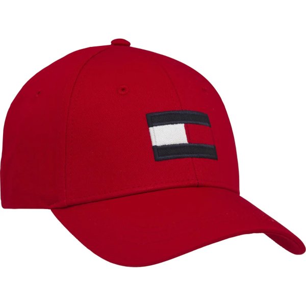 男士大红色logo棒球帽
