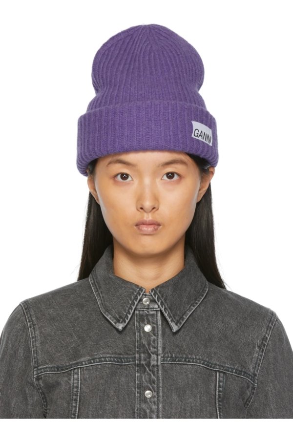紫色羊毛帽