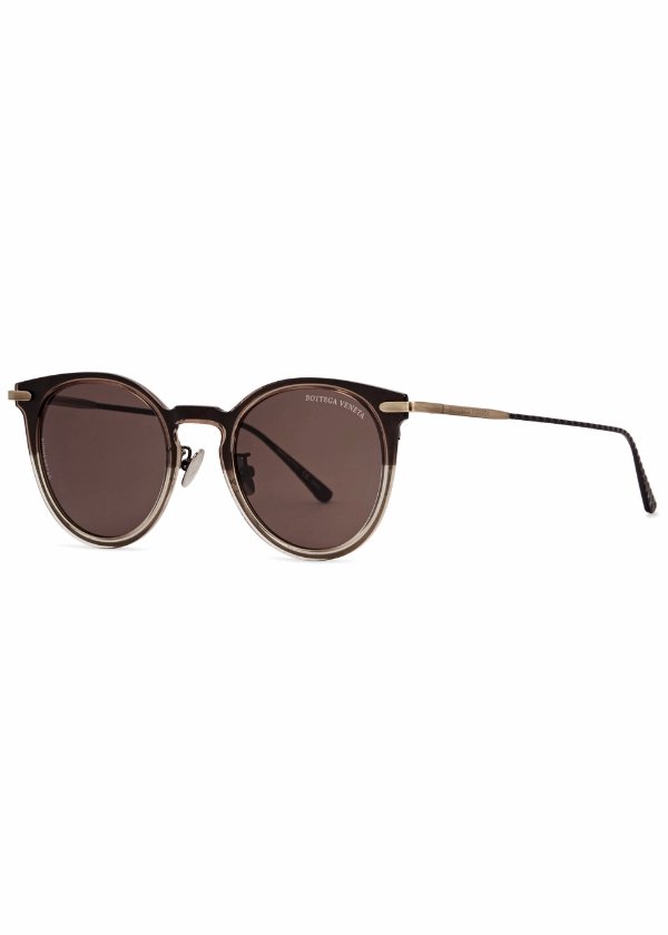 Brown wayfarer-style sunglasses
