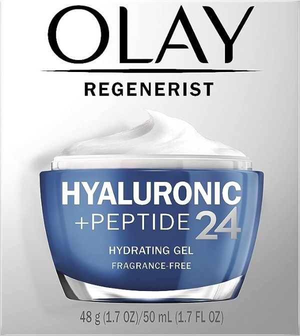 LAY REGENERIST 透明质酸 + 肽 24 凝胶面部保湿霜，无香精，50ml + OLAY REGENERIST 微雕霜15ml试用装