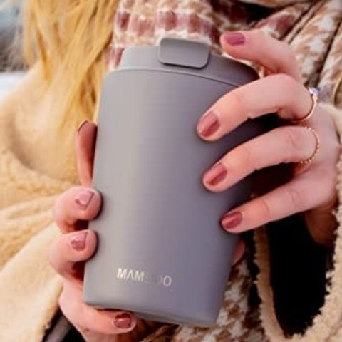 磨砂灰色保温咖啡杯