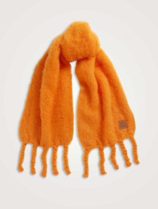 橙色羊毛-马海毛围巾