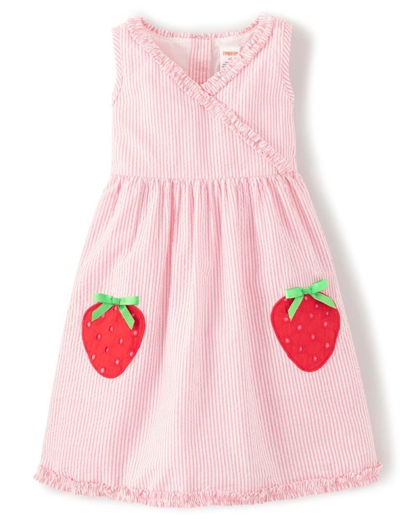 粉色草莓条纹裙