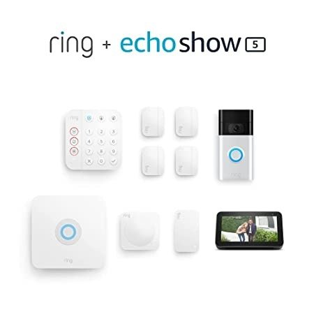 居家安防8件套+Ring可视门铃+2代Echo show 5