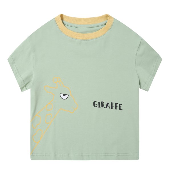 夏季T恤–长颈鹿–浅绿色