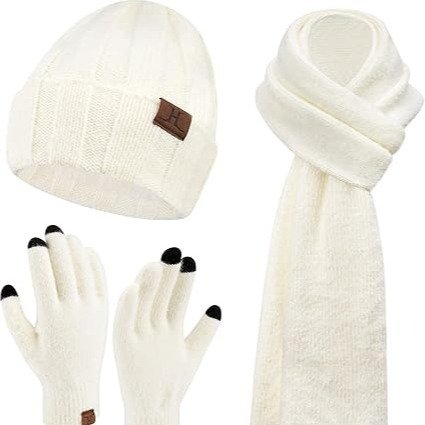 羊毛混纺针织4件套 可触屏手套 11色选择 圣诞送礼