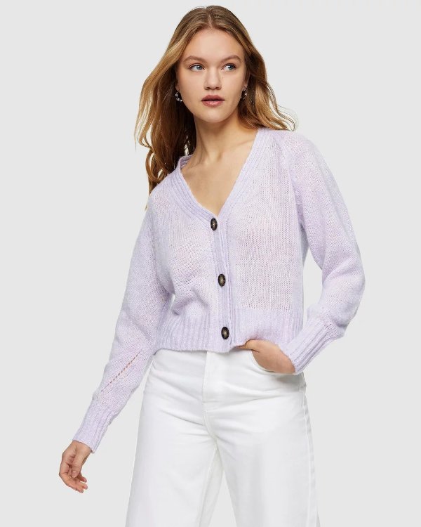 Cropped紫色针织毛衣