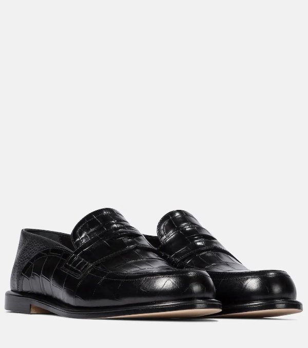 Croc-effect 黑色乐福鞋