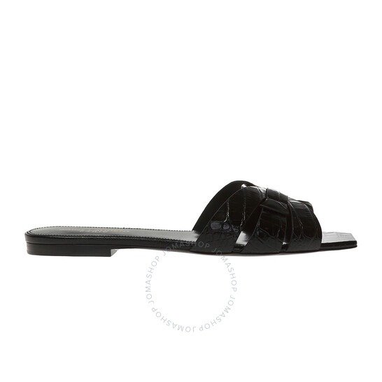 Ladies Black Tribute Flat Sandals