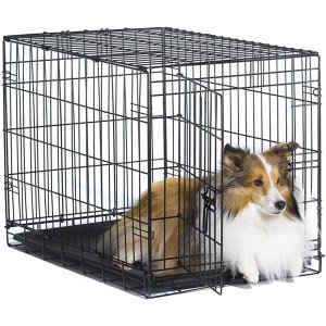 New World 可折叠金属宠物笼 带防漏托盘 30英寸 适用于中型犬