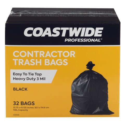 coastWide 垃圾袋 高强度加厚 黑色 - 3 Mil - 32个