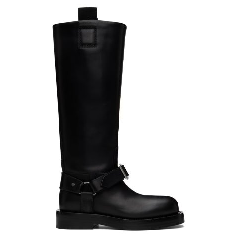 黑色 Saddle 高筒靴