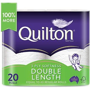 Quilton3 层双倍长度卫生纸（每卷 360 张，11x10cm），20卷