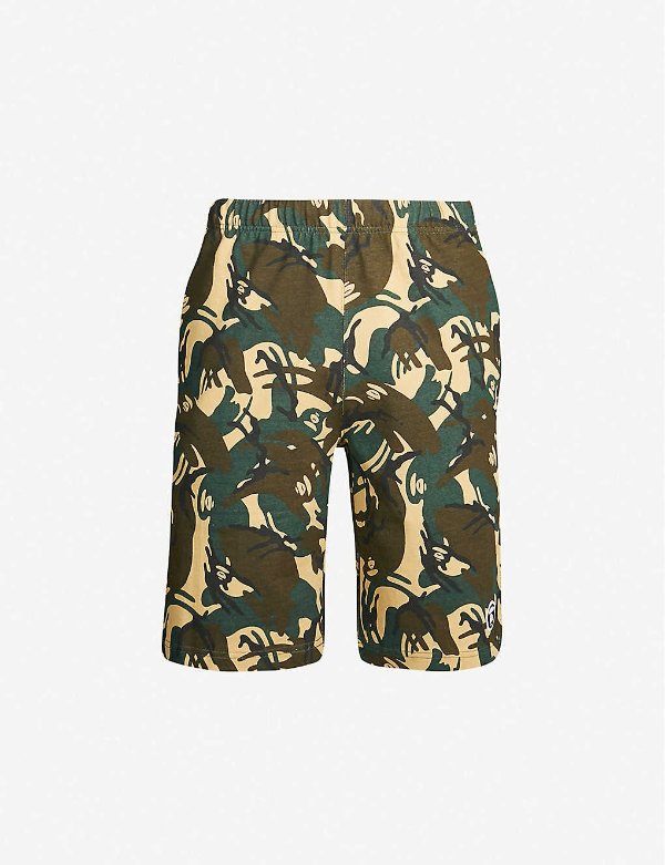 Camouflage-print cotton-jersey shorts