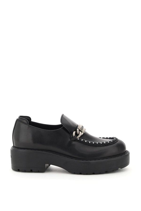 Moccasins Miu Miu for Women Nero 厚底链条乐福鞋790.00 超值好货