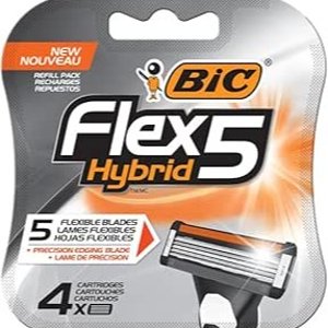BIC Flex5 混合一次性剃须刀补充装 黑色4 件装