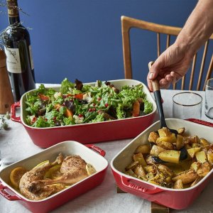 双立人Staub 方形陶瓷烤盘 焗烤菜必备 三个尺寸满足每顿饭