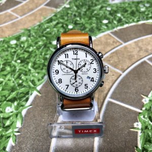 Timex 中性Weekender Chrono棕褐色皮革表带手表