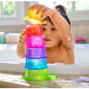 Munchkin 彩虹毛毛虫堆叠杯洗澡玩具