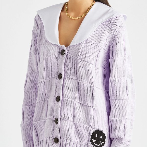 紫色笑脸针织毛衣