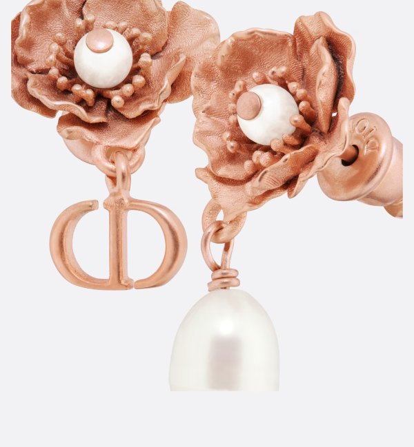 D-Millefiori 雕刻花朵珍珠耳环