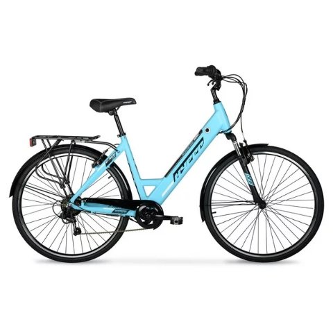 Hyper E-Ride 700C 36V 成人电动通勤电动自行车，踏板辅助，250W 电机，蓝色