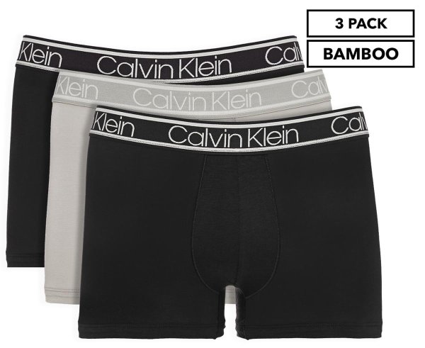 Men's Bamboo Comfort Trunks 3-Pack - Black/Wolf Grey