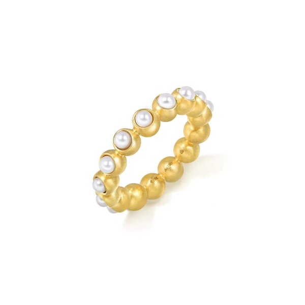 Bloom「盛」18K黃色黃金淡水珍珠戒指