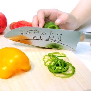三德刀具 不锈钢猫咪切菜刀 锋利实用治愈系花纹