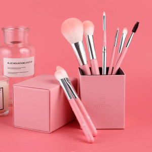 amoore 8件粉色化妆刷套装 带化妆刷收纳盒