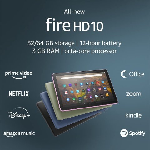 黑五价：全新Fire HD 10 平板电脑32GB/64GB 32GB/ 64GB $134.99/$174.99