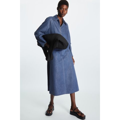 cos denim midi dress Cos A-line Denim Midi Dress