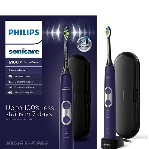 PHILIPS Sonicare ProtectiveClean 6100 Rechargeable Electric Toothbrush, Deep Purple, HX6471/03