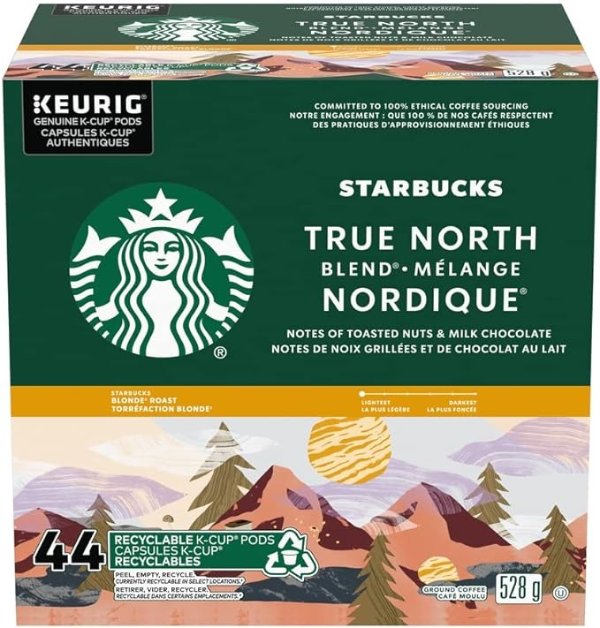 True North Golden混合烘焙研磨咖啡K-Cup 44包装