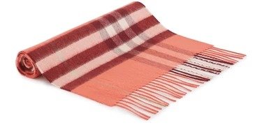 草莓粉羊绒围巾