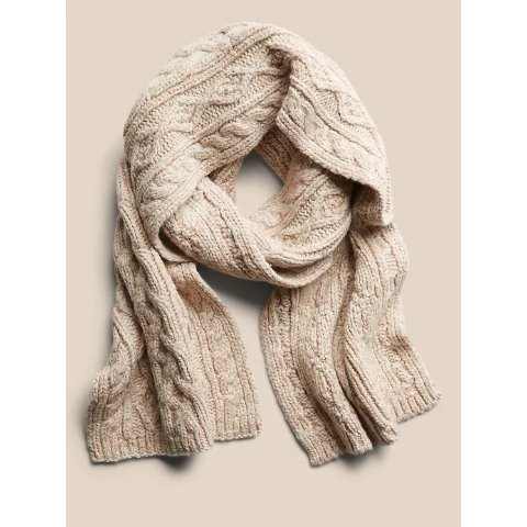 意大利羊毛混纺绞花针织围巾