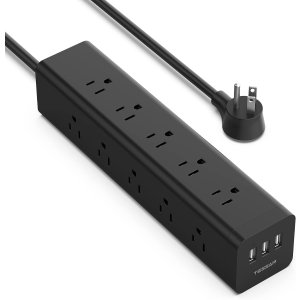 史低价：TESSAN 三面设计电涌保护插排15插口+3 USB口 2米线长