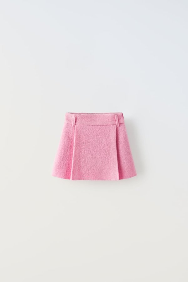 小香风粉色短裙