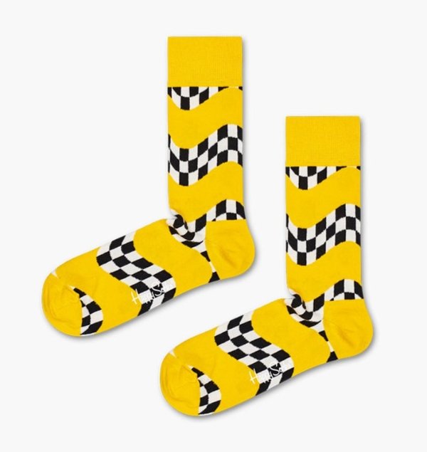 黄黑条纹网格长袜