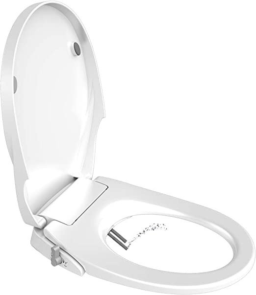 Non Electric Bidet Seat Toilet Seat with Self Cleaning Dual Nozzles Separated Rear & Feminine Cleaning Natural Water Spray, Soft Closed Toilet Seat, Easy DIY Installation (O Shape)