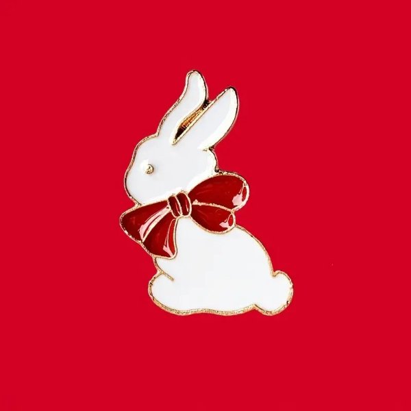 红领结兔子胸针