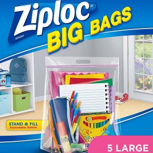 Ziploc 大号双封条透明袋5只 杂货日用轻松收纳